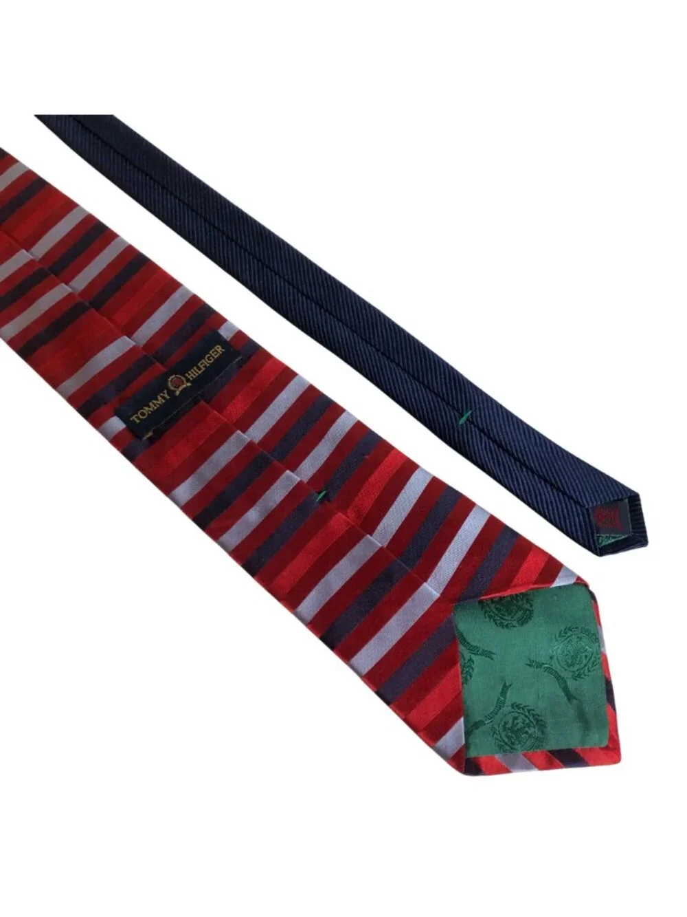 Tommy Hilfiger Red Navy Striped Silk Tie Mens Necktie Classic Office Dad Gift